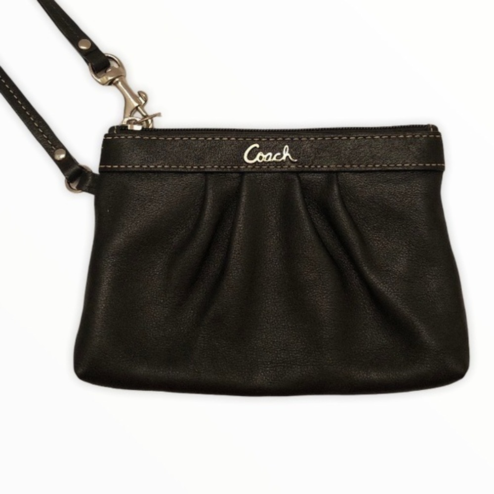 Coach Ashley black leather wristlet clutch bag